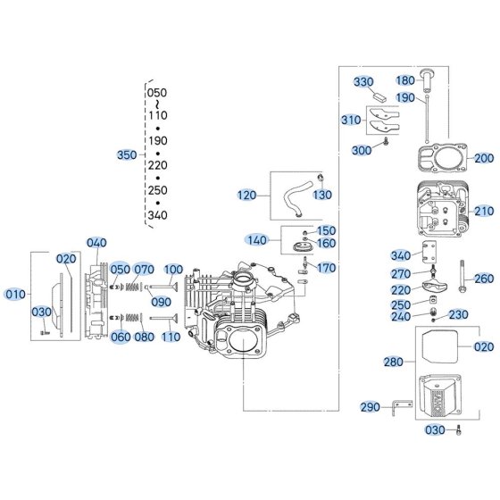 Cylinder Head Assembly for Kubota T2380 Lawn Tractor