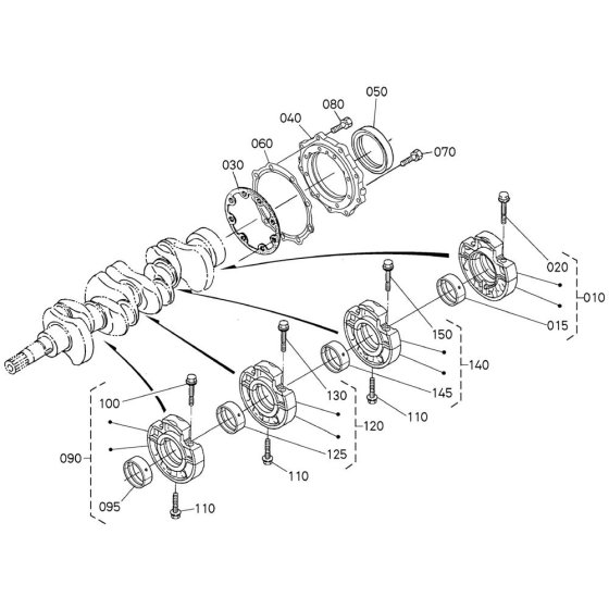 Main Bearing Case Assembly for Kubota V1505-E3B Engine