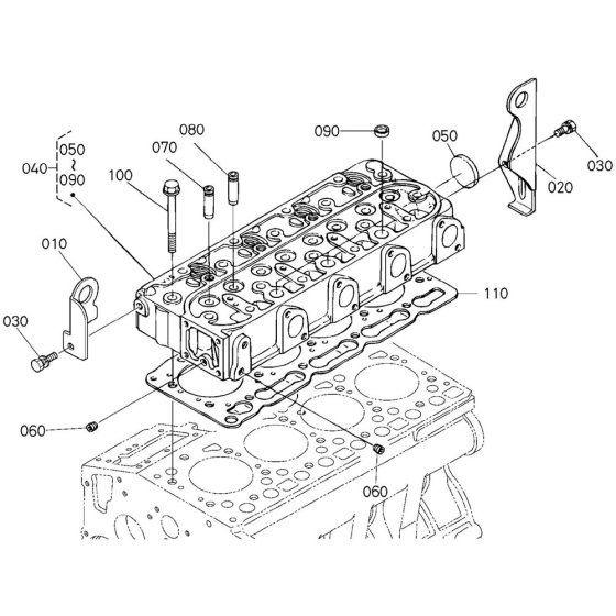 Cylinder Head Assembly for Kubota V1505-EB Engine