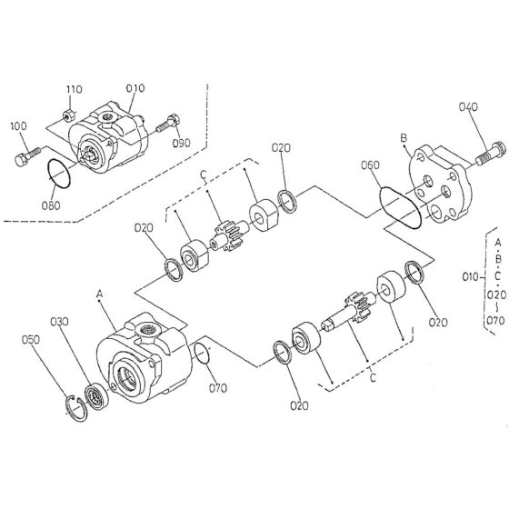 Hydraulic Pump Assembly for Kubota V1505-T-B Engine