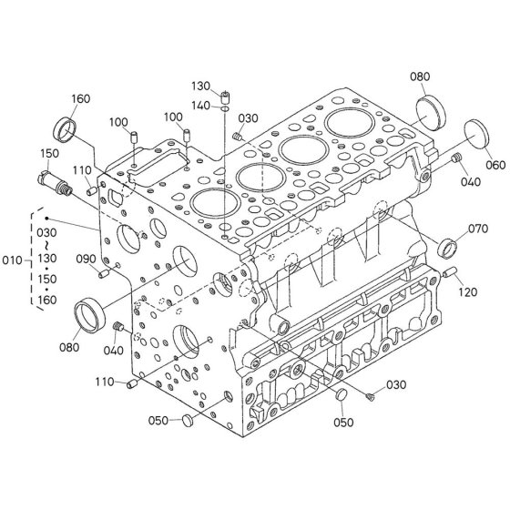 Crankcase Assembly for Kubota V2003-T-E2B Engine