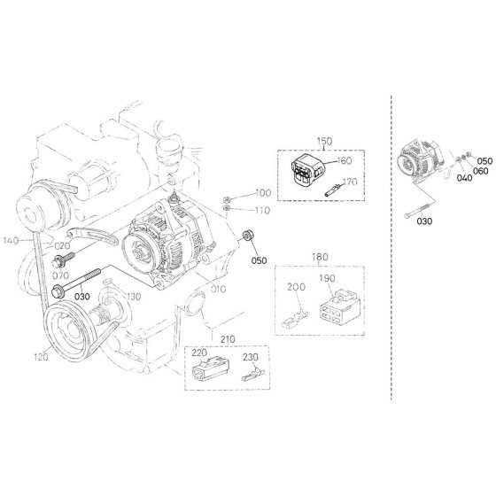 Pulley Assembly for Kubota V2003-T-E2B Engine