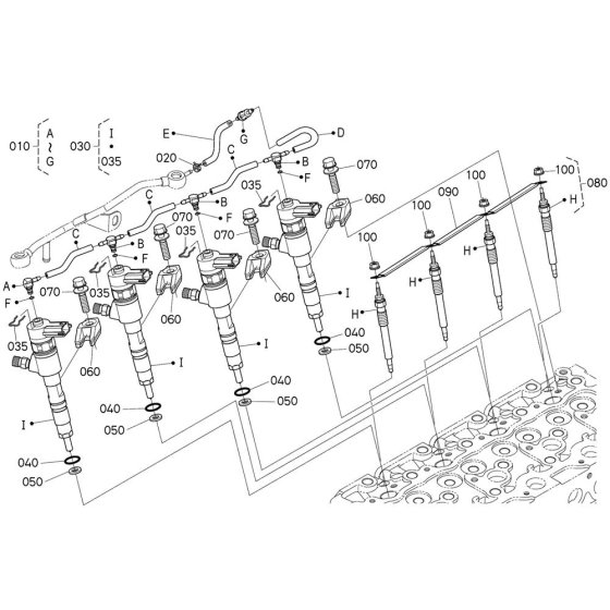 Glow Plug Assembly for Kubota V2403-CR-E5B Engine