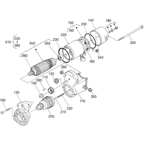 Starter Assembly for Kubota V2403-CR-E5B Engine