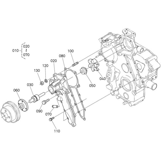 Water Pump Assembly for Kubota V2403-CR-E5B Engine