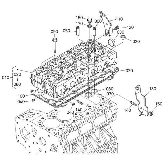 Cylinder Head Assembly for Kubota V2403-CR-E5B Engine