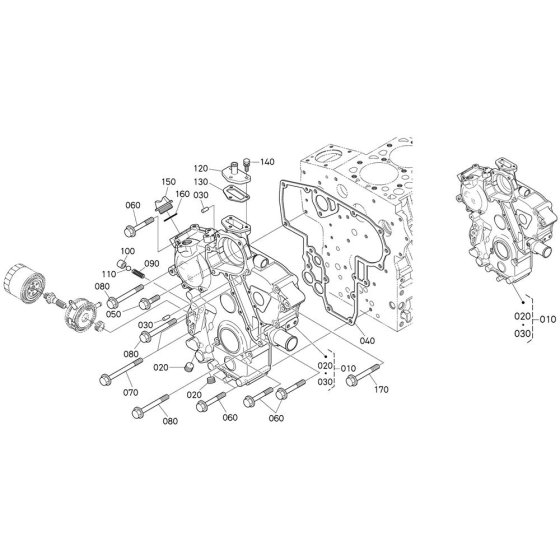 Gear Case Assembly for Kubota V2403-CR-E5B Engine