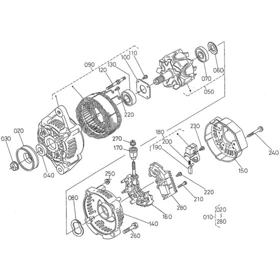 Alternator Assembly for Kubota V2403-M-E2B Engine