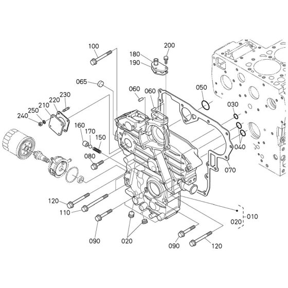 Gear Case Assembly for Kubota V2403-M-E2B Engine