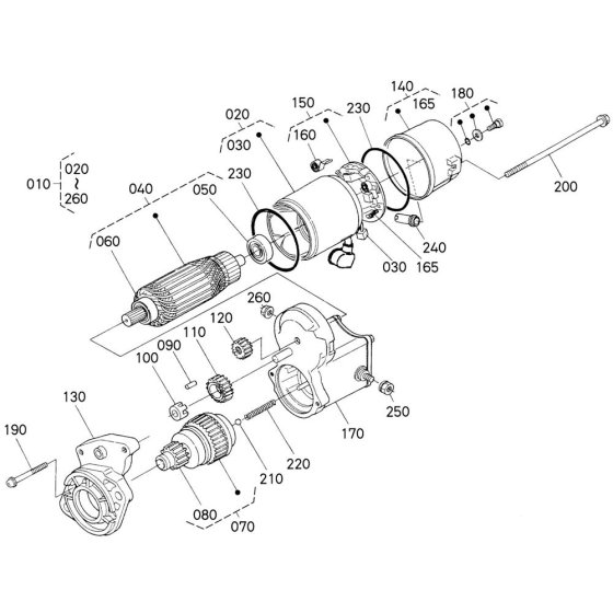 Starter Assembly for Kubota V2403-M-E3B Engine