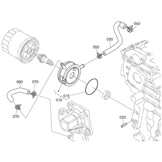 Oil Cooler Assembly for Kubota V2403-M-E3B Engine