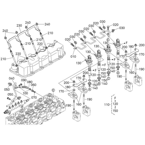 Nozzle Holder Assembly for Kubota V2607-CR-E5B Engine