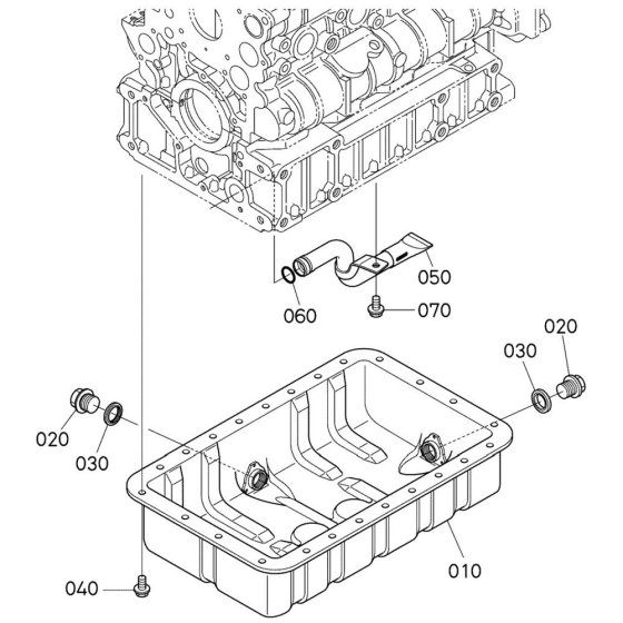 Oil Pan Assembly for Kubota V2607-CR-E5B Engine