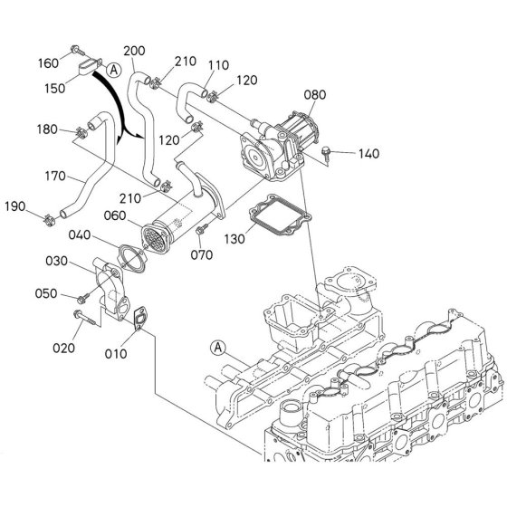 EGR Valve Assembly for Kubota V2607-CR-E5B Engine