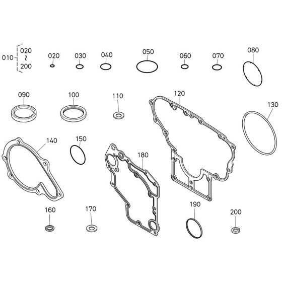 Lower Gasket Kit Assembly for Kubota V2607-CR-E5B Engine