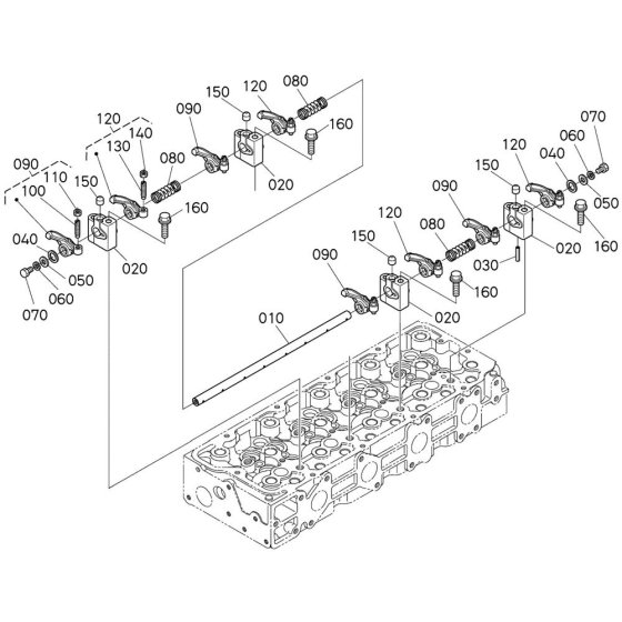Rocker Arm Assembly for Kubota V2607-CR-E5B Engine