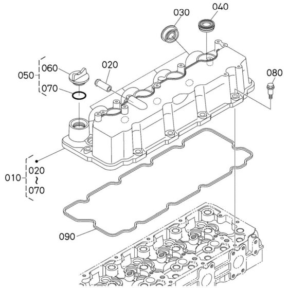 Head Cover Assembly for Kubota V2607-CR-E5B Engine