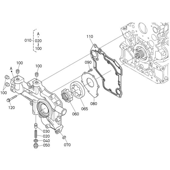 Front Cover Assembly for Kubota V2607-CR-E5B Engine