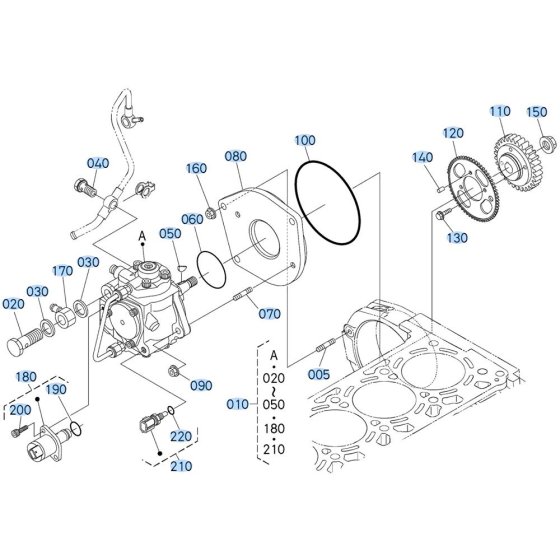 Injection Pump Assembly for Kubota V2607-CR-T-E5 Engine