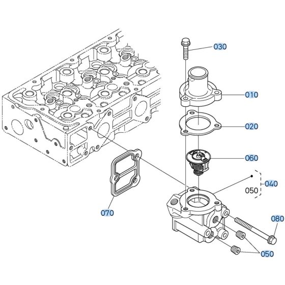 Water Flange Assembly for Kubota V2607-CR-T-E5 Engine