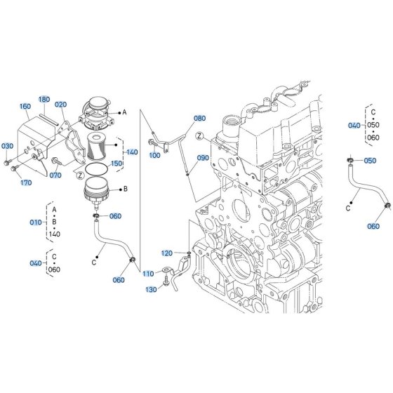 Separator Assembly for Kubota V2607-CR-T-E5 Engine