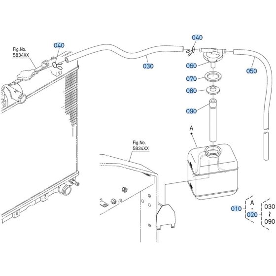 Reserve Tank Assembly for Kubota V2607-CR-T-E5 Engine