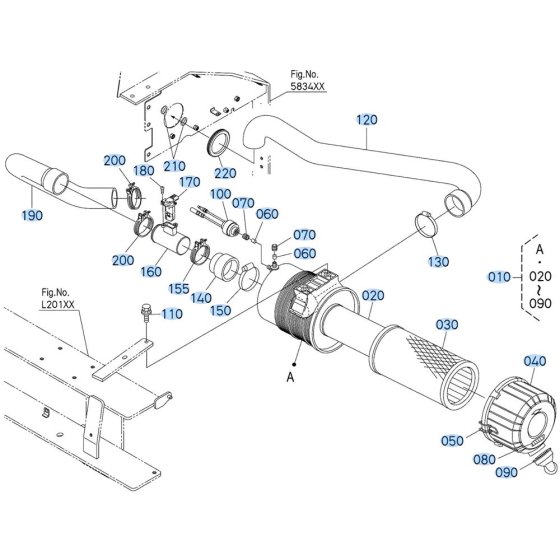 Air Cleaner Assembly for Kubota V2607-CR-T-E5 Engine