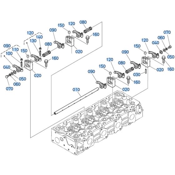 Rocker Arm Assembly for Kubota V2607-CR-T-E5 Engine