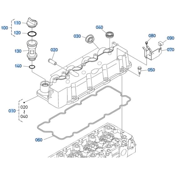 Head Cover Assembly for Kubota V2607-CR-T-E5 Engine