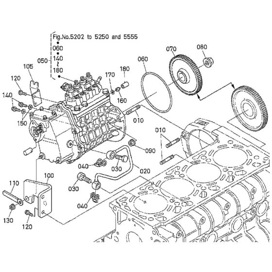 Injection Pump Assembly for Kubota V2607-DI-T-E3B Engine