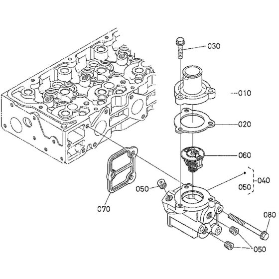 Water Flange Assembly for Kubota V2607-DI-T-E3B Engine