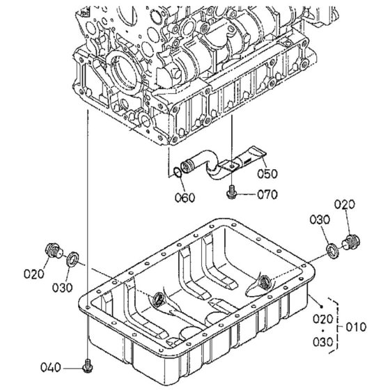 Oil Pan Assembly for Kubota V2607-DI-T-E3B Engine