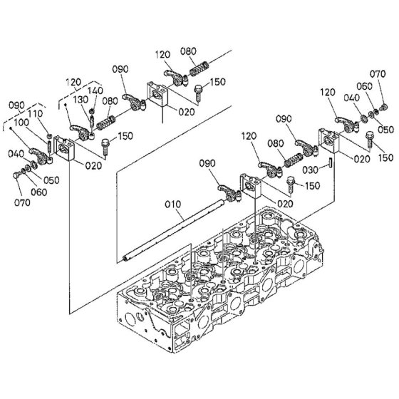 Rocker Arm Assembly for Kubota V2607-DI-T-E3B Engine