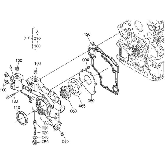 Front Cover Assembly for Kubota V2607-DI-T-E3B Engine