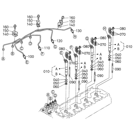Nozzle Holder Assembly for Kubota V3300DI-E2B Engine