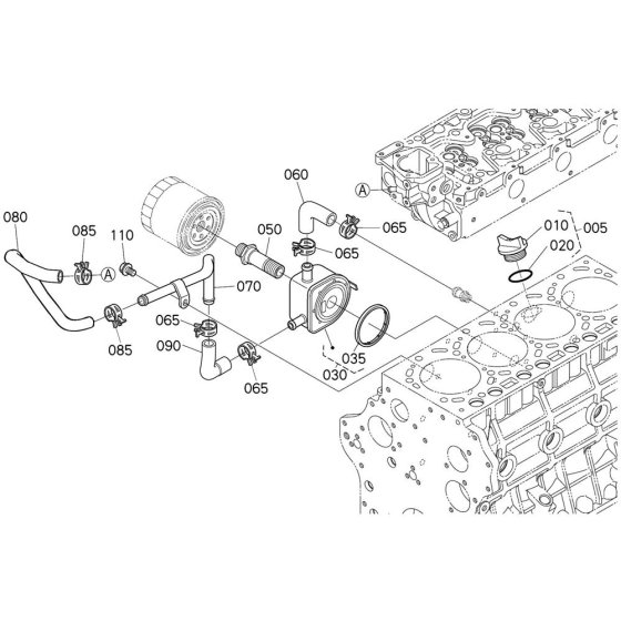 Oil Cooler Assembly for Kubota V3600-E3B Engine