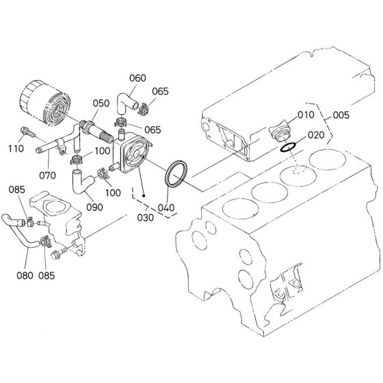 Oil Cooler Assembly for Kubota V3600-T-E3B Engine