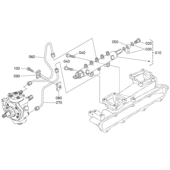 Common Rail Assembly for Kubota V3800-CR-TI-E4B Engine
