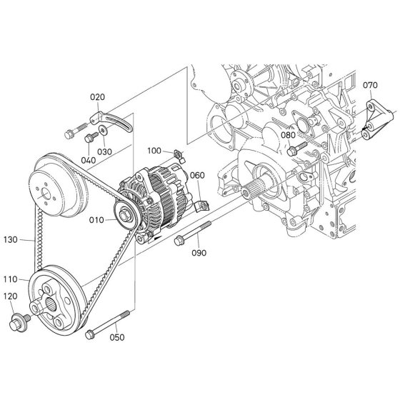 Pulley Assembly for Kubota V3800-CR-TI-E4B Engine