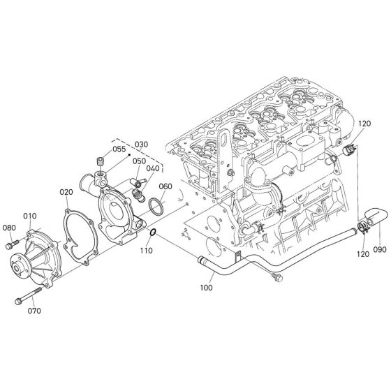 Water Pump Assembly for Kubota V3800-CR-TI-E4B Engine