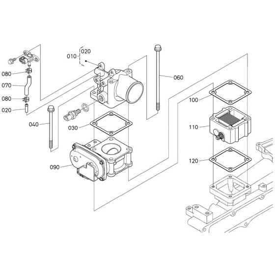 Air Cleaner Flange Assembly for Kubota V3800-CR-TI-E4B Engine