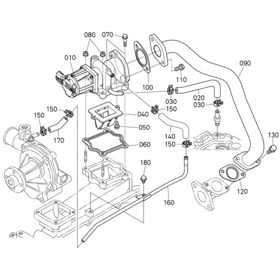 EGR Valve Assembly for Kubota V3800-CR-TI-E4B Engine