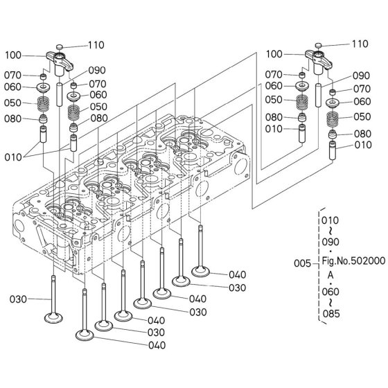 Valve Assembly for Kubota V3800-CR-TI-E4B Engine