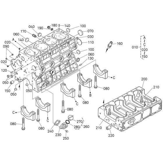 Crankcase Assembly for Kubota V3800DI-T-E2B Engine