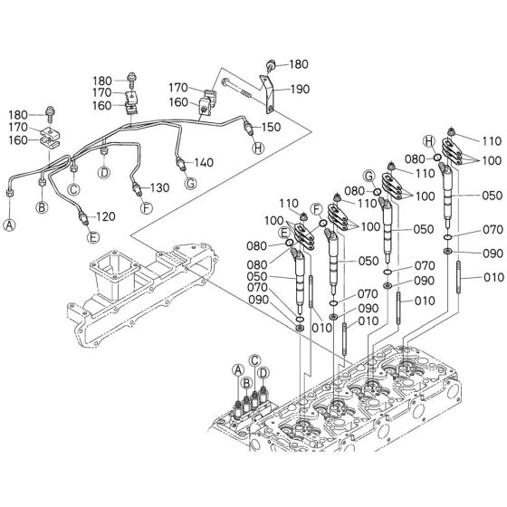 Nozzle Holder Assembly for Kubota V3800DI-T-E2B Engine