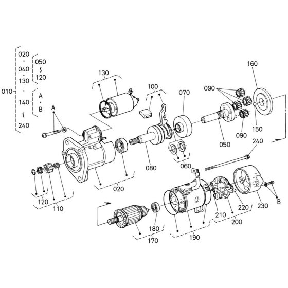 Starter Assembly for Kubota V3800DI-T-E2B Engine