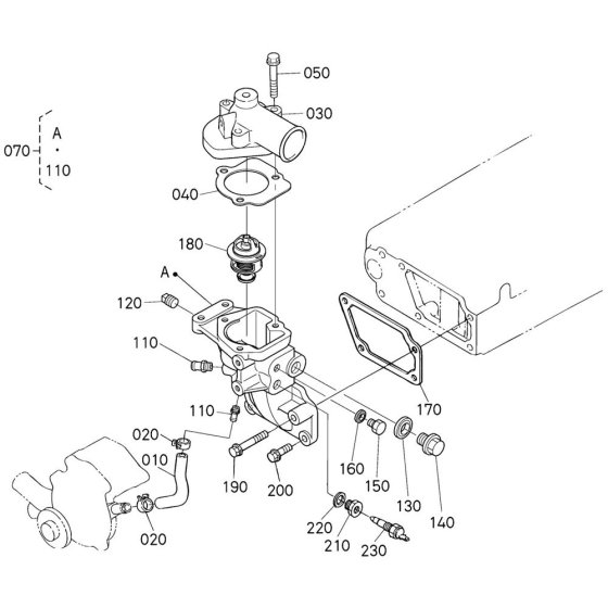 Water Flange Assembly for Kubota V3800DI-T-E2B Engine