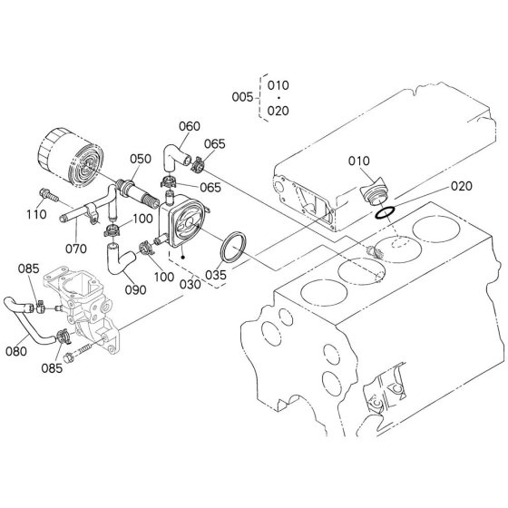Oil Cooler Assembly for Kubota V3800DI-T-E2B Engine