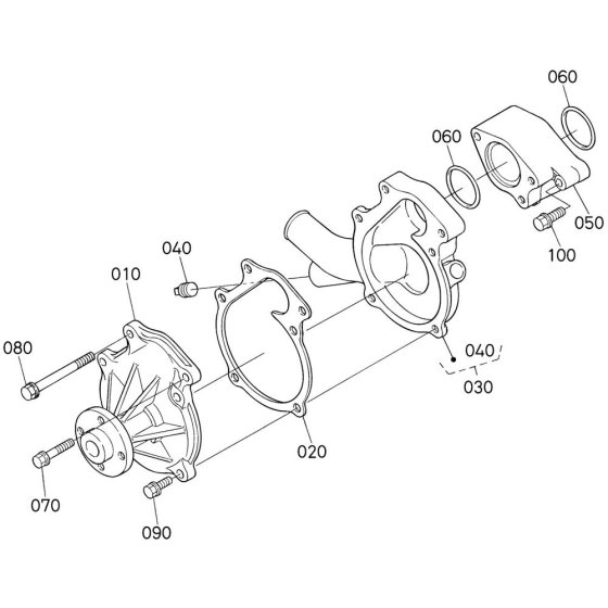 Water Pump Assembly for Kubota V3800DI-T-E3B Engine