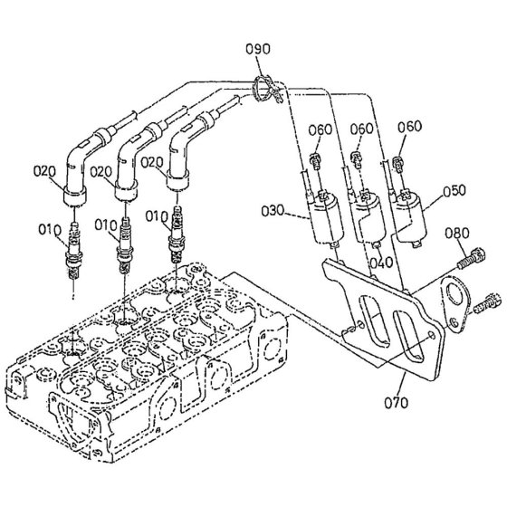 Ignition Coil Assembly for Kubota WG972-GL-E3 Engine